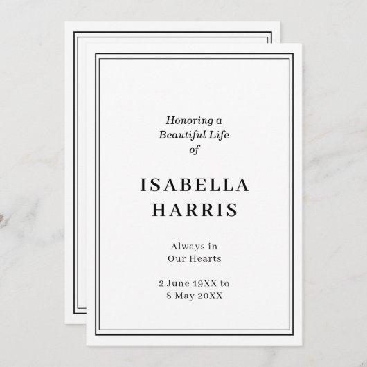 Elegant Classic Funeral Service Design Programm (Vorne/Hinten)