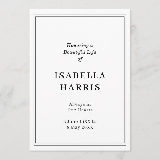 Elegant Classic Funeral Service Design Programm (Vorderseite)