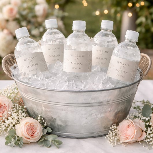 Elegant Classic Ivory Baroque Wedding Wasserflaschenetikett