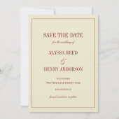 Elegant Classic Ivory & Red Script Wedding Photo Save The Date (Vorderseite)