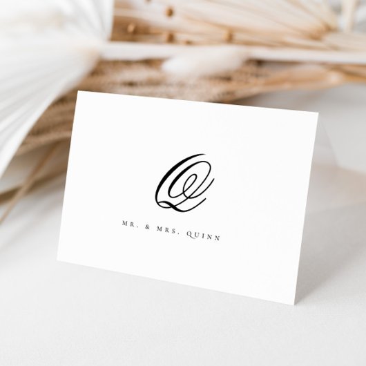 Elegant Classic Last Name Initial Wedding Dankeskarte