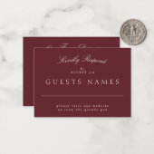 Elegant Classic Maroon Wedding QR CODE UAWG Mitteilungskarte (Vorderseite/Rückseite Beispiel)