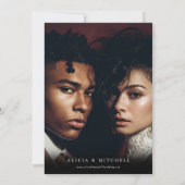 Elegant Classic Minimalist Script Wedding 2 Photo Einladung (Rückseite)