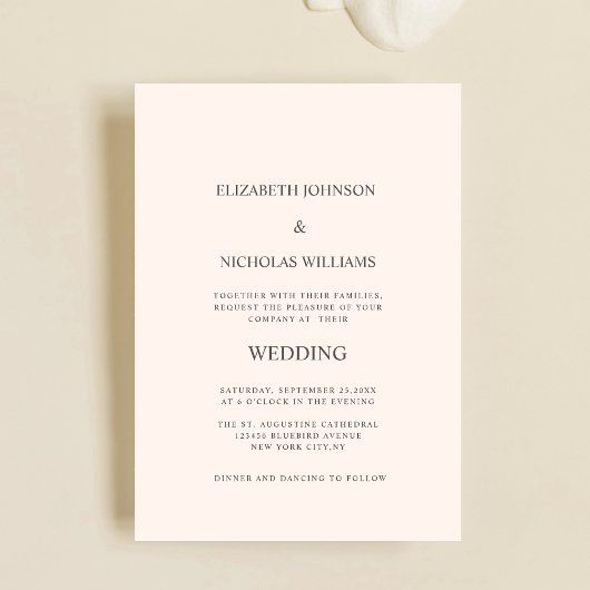 elegant classic minimalist wedding invitation einladung