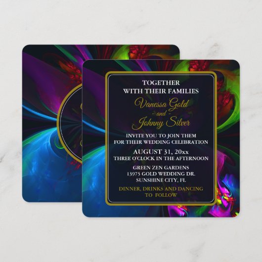 Elegant Classic Modern Floral Pattern #902 Wedding Einladung (Vorne/Hinten)