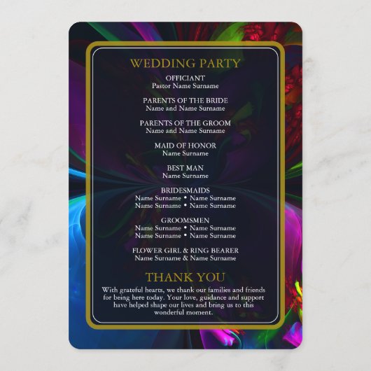 Elegant Classic Modern Floral Pattern #902 Wedding Programm (Rückseite)