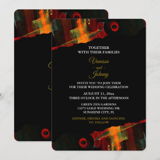 Elegant Classic Modern Trendy Pattern #903 Wedding Einladung (Vorne/Hinten)