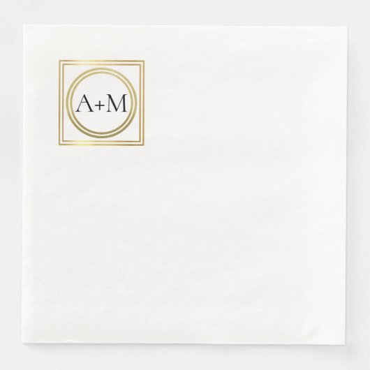 Elegant classic modern Wedding Monogram Serviette (Vorderseite)