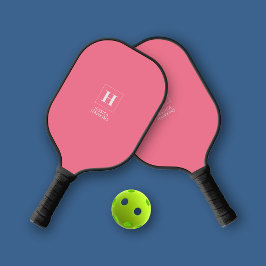 Elegant Classic Monogram Bubblegum Pink Personal Pickleball Schläger