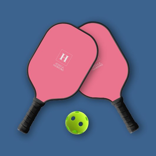 Elegant Classic Monogram Bubblegum Pink Personal Pickleball Schläger