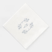 Elegant Classic Monogram Dusty Blue Wedding Napkin Serviette (Ecke)