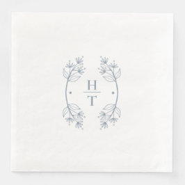 Elegant Classic Monogram Dusty Blue Wedding Napkin Serviette