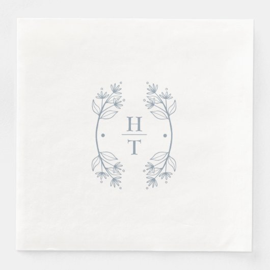 Elegant Classic Monogram Dusty Blue Wedding Napkin Serviette (Vorderseite)