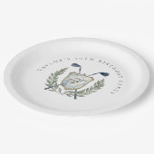 Elegant Classic Monogram Golf Crest Birthday Party Pappteller (Schrägansicht)