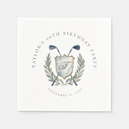 Elegant Classic Monogram Golf Crest Birthday Party Serviette