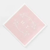 Elegant Classic Monogram Pink Wedding Napkins Serviette (Ecke)