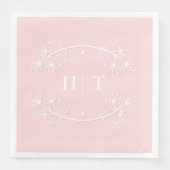 Elegant Classic Monogram Pink Wedding Napkins Serviette (Vorderseite)