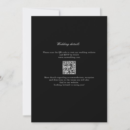 elegant | Classic Monogram QR Code Wedding Einladung (Rückseite)