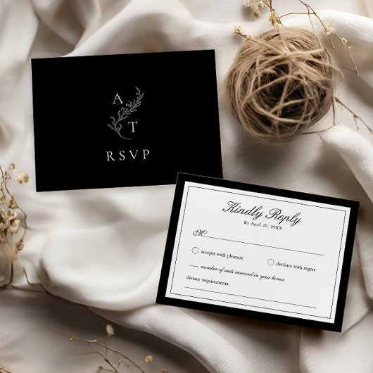 elegant | Classic Monogram Wedding RSVP Card Begleitkarte