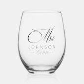 Elegant Classic Mr & Mrs. Wedding Weinglas Ohne Stiel (Vorderseite)