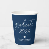 Elegant Classic Navy Blue 2024 Graduate Abschluss Pappbecher (Rückseite)