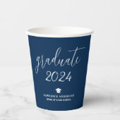 Elegant Classic Navy Blue 2024 Graduate Abschluss Pappbecher (Vorderseite)