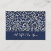 Elegant Classic Navy Blue Bakery Pattern Gift Card Visitenkarte (Vorderseite)