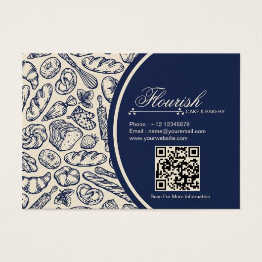 Elegant Classic Navy Blue Cake Bakery Gift Card (Vorderseite)