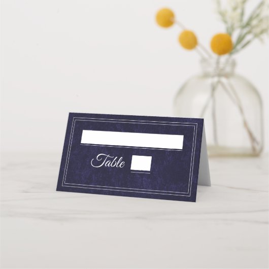 Elegant Classic Navy Blue Wedding Platzkarte (Vorderseite)