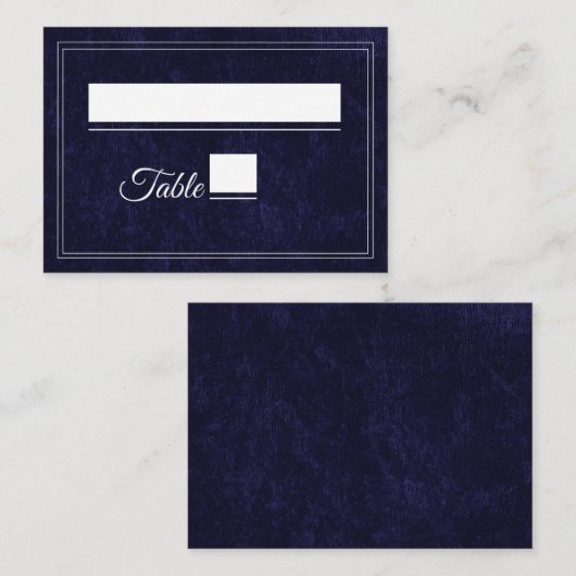 Elegant Classic Navy Blue Wedding Platzkarte (Vorne/Hinten)