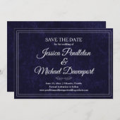 Elegant Classic Navy Blue Wedding Save Date Save The Date (Vorne/Hinten)