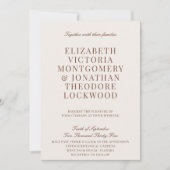 Elegant Classic Old Money Ivory & Brown Wedding Einladung (Vorderseite)