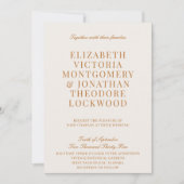 Elegant Classic Old Money Ivory & Copper Wedding Einladung (Vorderseite)