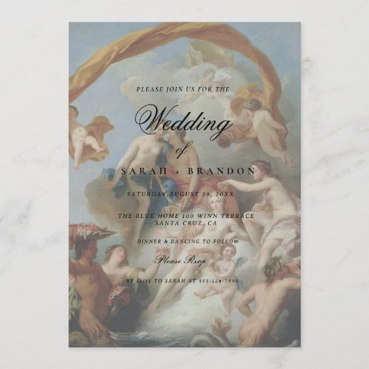 Elegant Classic Old painting Wedding Einladung (Vorderseite)