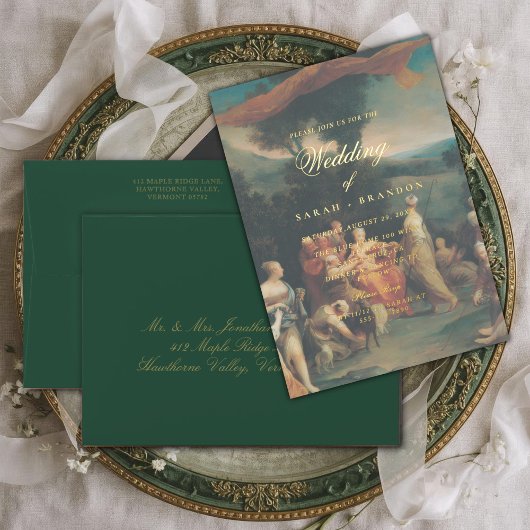 Elegant Classic Old painting Wedding Einladung