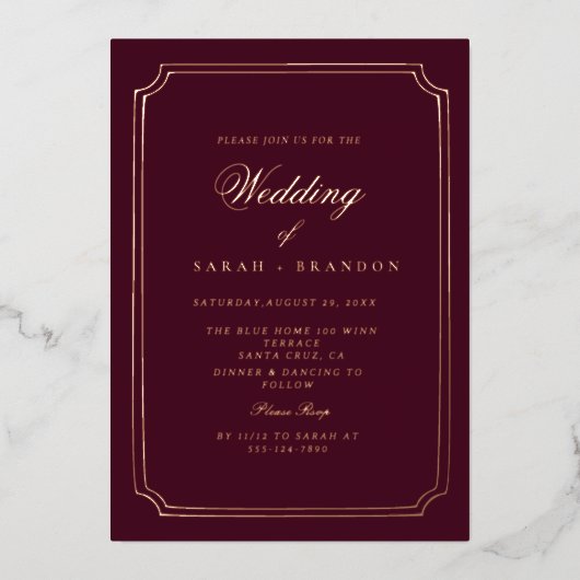 Elegant Classic Old painting Wedding Folieneinladung (Vorderseite)