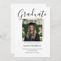 Elegant Classic One Photo Graduation Invitation