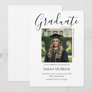 Elegant Classic One Photo Graduation Invitation Einladung