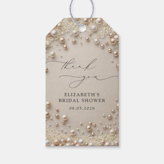 Elegant Classic Pearls Bridal Shower Favors Geschenkanhänger (Vorderseite)