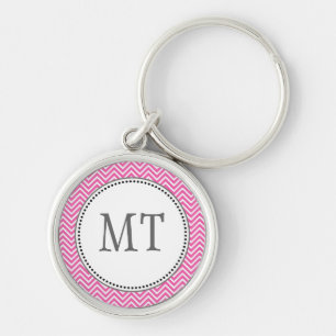 Elegant, classic pink and white chevron zigzag schlüsselanhänger