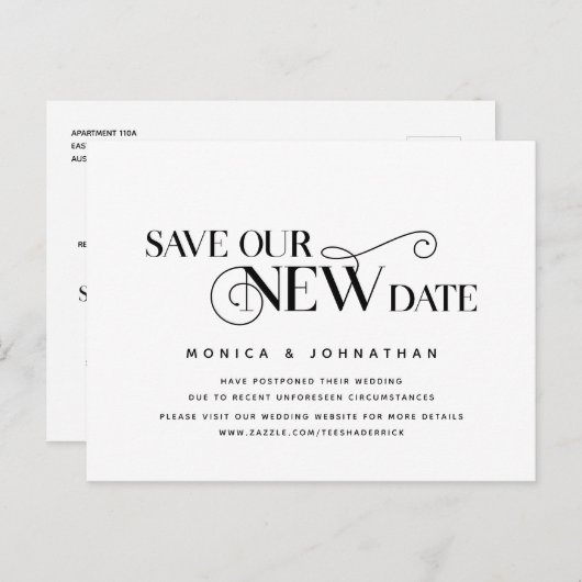 Elegant Classic, Rett unseres neuen Datums, Aufsch Postkarte (Vorne/Hinten)