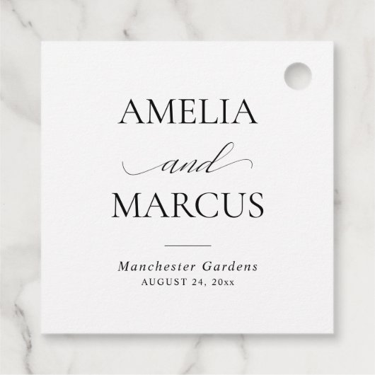 Elegant Classic Script Calligraphy Wedding Geschenkanhänger (Rückseite)