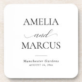 Elegant Classic Script Calligraphy Wedding Getränkeuntersetzer (Vorderseite)