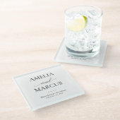 Elegant Classic Script Calligraphy Wedding Glasuntersetzer (Schrägansicht)