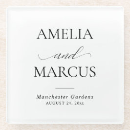 Elegant Classic Script Calligraphy Wedding Glasuntersetzer