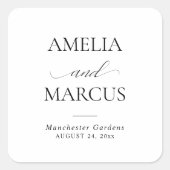 Elegant Classic Script Calligraphy Wedding Quadratischer Aufkleber (Vorderseite)