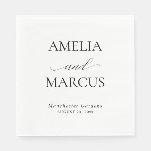 Elegant Classic Script Calligraphy Wedding Serviette (Vorderseite)