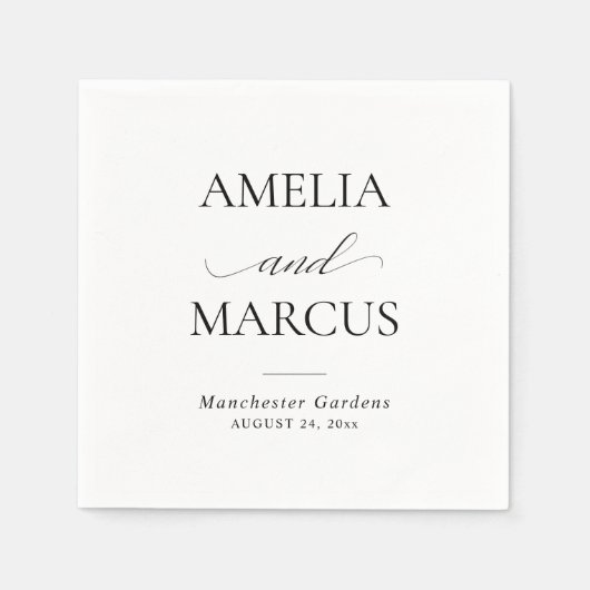 Elegant Classic Script Calligraphy Wedding Serviette (Vorderseite)