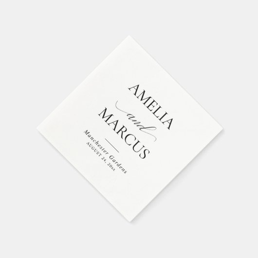 Elegant Classic Script Calligraphy Wedding Serviette (Ecke)