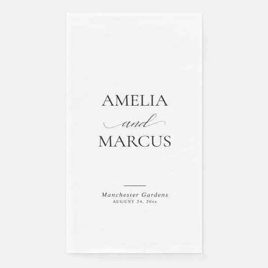 Elegant Classic Script Calligraphy Wedding Serviette (Vorderseite)